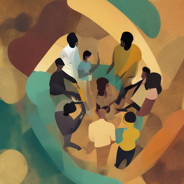 An AI generated colourful picture of a crowd of people in a circle 