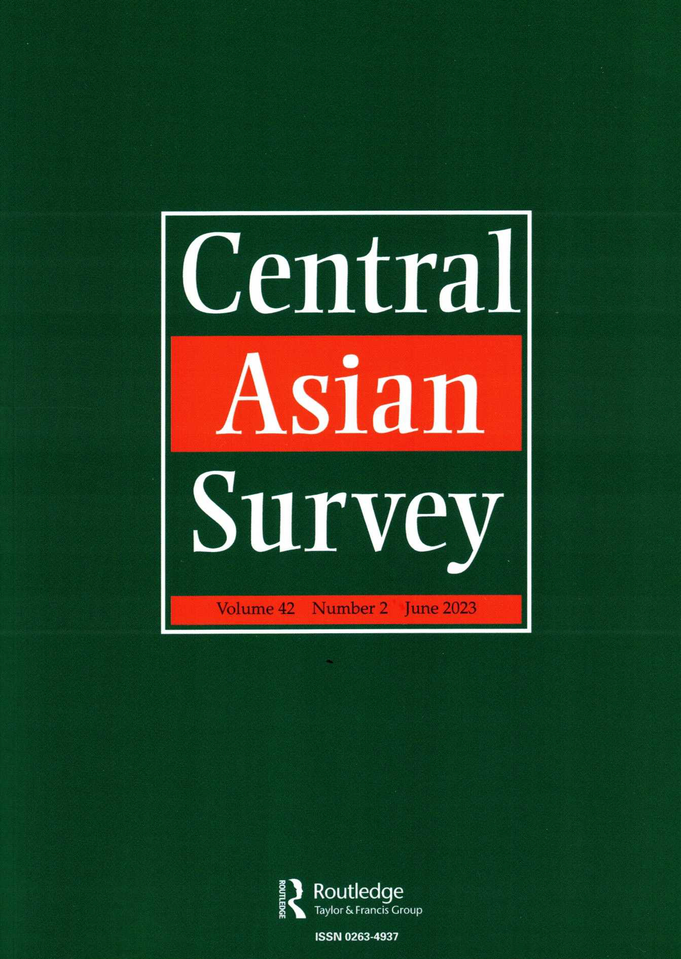 A green and red cover of the journal, Central Asian Survey 