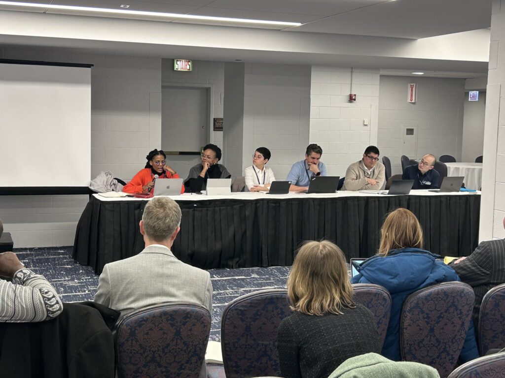 A panel session at a conference